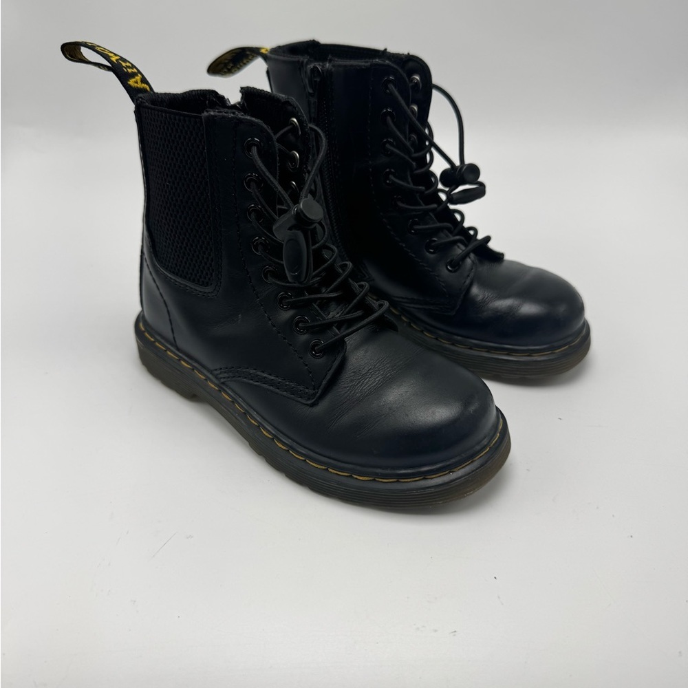 Dr. Martens Junior 1460 Harper Girls Size 11 Black Lace Up Boots Side Zip Combat